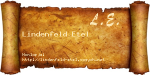 Lindenfeld Etel névjegykártya
